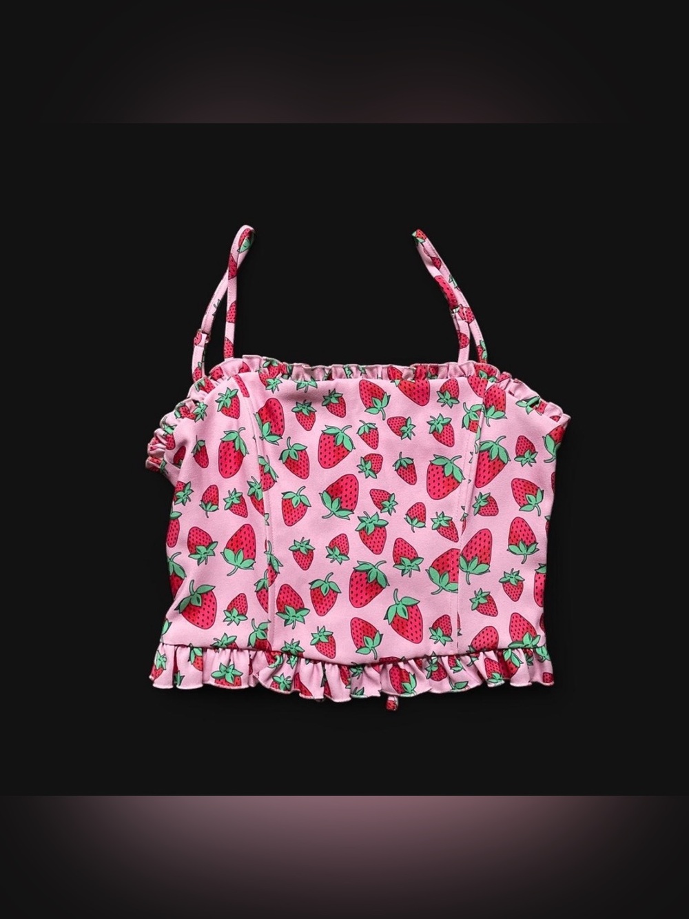 Women’s Dolls kill sugar thrillz Pink strawberry ruffle top